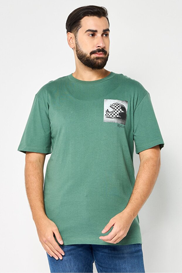 Men Crew Neck Short Sleeves Graphic T-Shirt, Green
