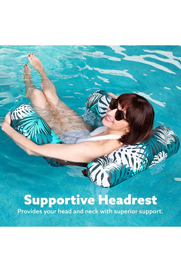 2 Packs Pool Float Hammock Chairs Flower Pattern Water Floating Chair Inflatable Pool Lounge Chair - 5