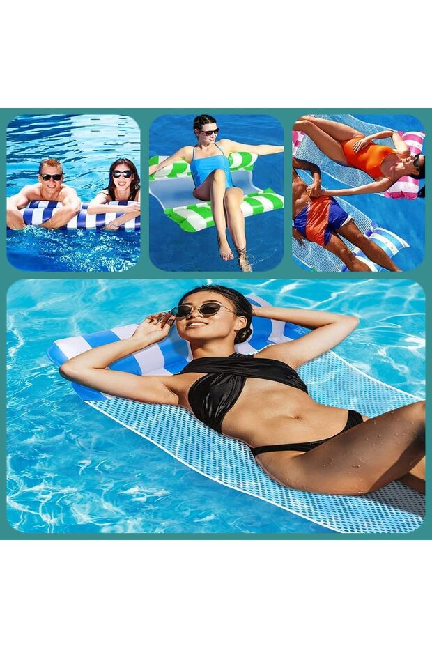 Inflatable Pool Float 1 Pack Meegoo Inflatable Water Hammock Adults Portable Water Hammock Bottom - 4