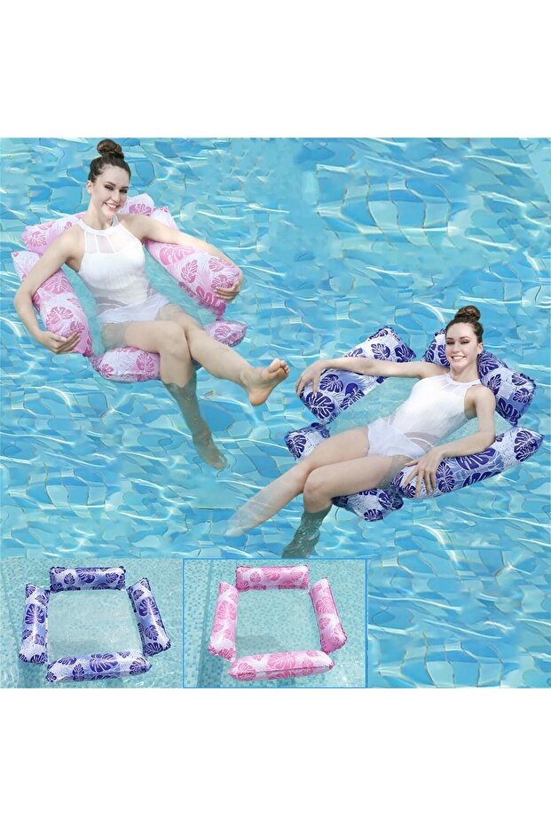 Inflatable Pool Floats Adult 2 Pack Pool Chairs Blow Up Floating Pool Floats Chair Pool Floaties - 1