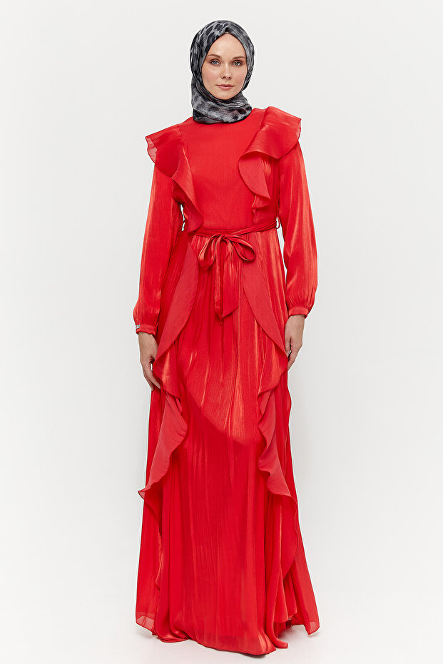 Volan Detaylı Elbise - 3