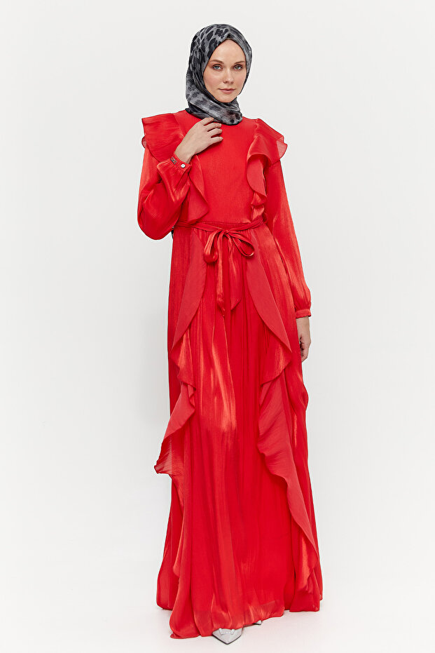 Volan Detaylı Elbise - 1