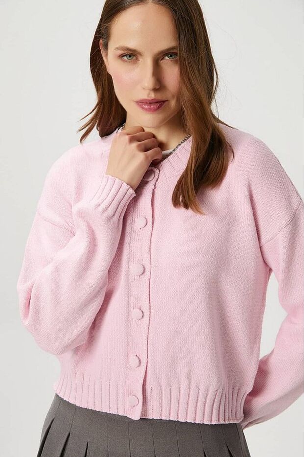 Kadın Kapsül Düğme Basic Triko Hırka - 4