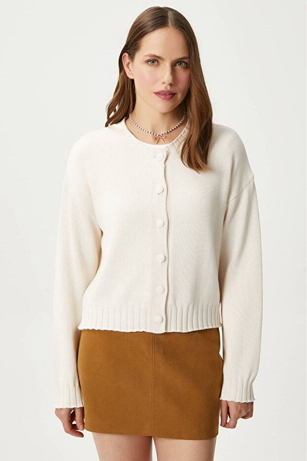 Kadın Kapsül Düğme Basic Triko Hırka - 5