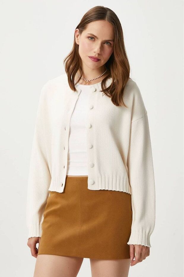 Kadın Kapsül Düğme Basic Triko Hırka - 2