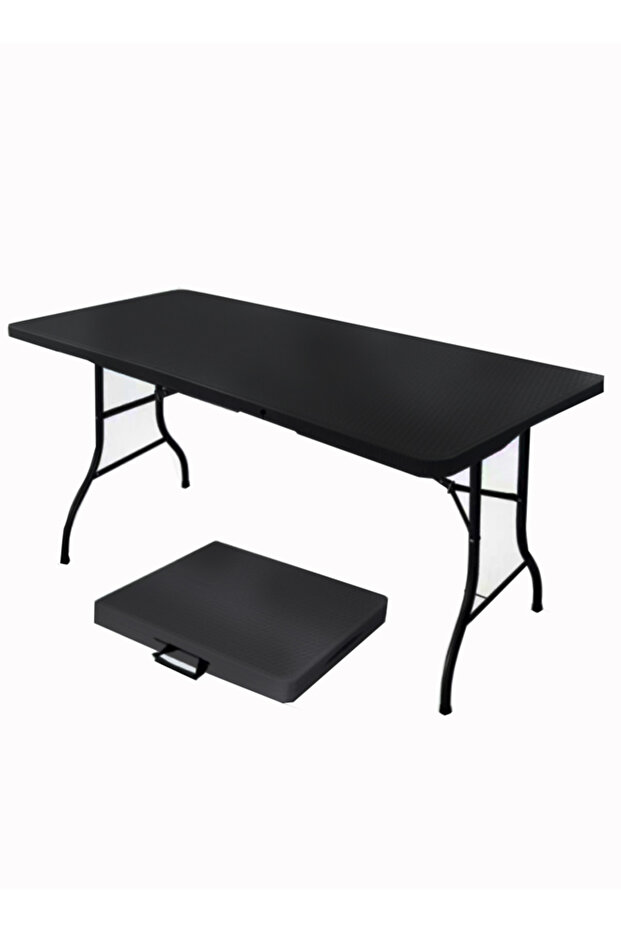 Folding Plastic Picnic Table 180×70×74 cm – Lightweight, Portable, Ideal for Camping & BBQ (Black)