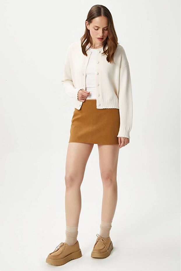 Kadın Kapsül Düğme Basic Triko Hırka - 6