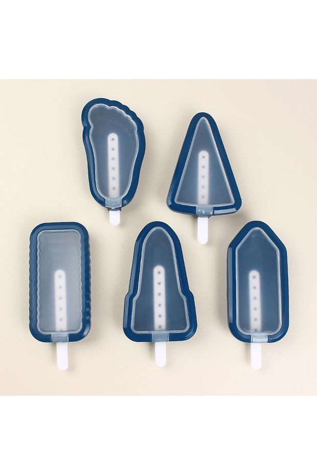 blue Set(5PCS) Summer Homemade Silicone Ice Cream Mold With Multiple Shapes For Household Ice Cream