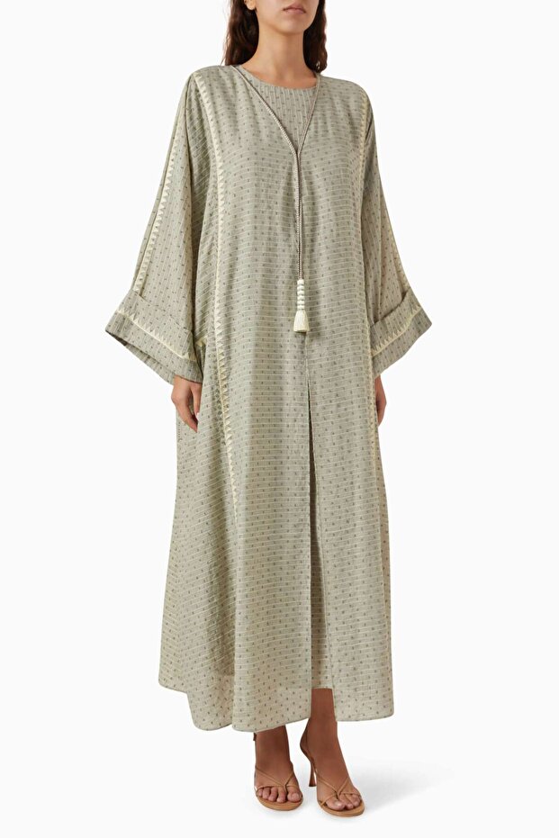 Comfortable Paired Embroidered Abaya and Dress Set for Modern Women