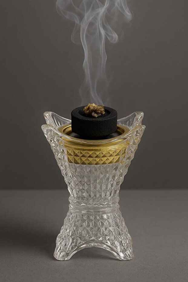 Crystal Glass Bakhoor Burner | Oud burner | Incense Bakhoor Charcoal Burner | Frankincense B