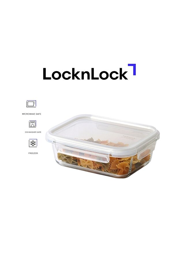 Tempered Glass Rectangle 1.04L – Airtight Food Container with 4-Side Locking Lid