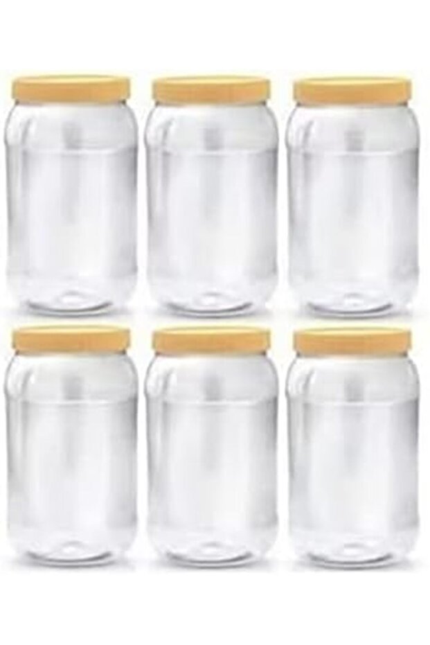 6-Pieces Plastic Spice Storage Pet Jar - Sunpet 2000 ml Round Clear Jars with lid - Plastic