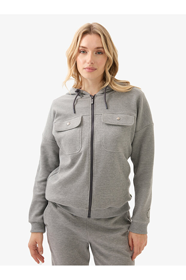 Women's Tracksuit Top 60588 - Gray Melange