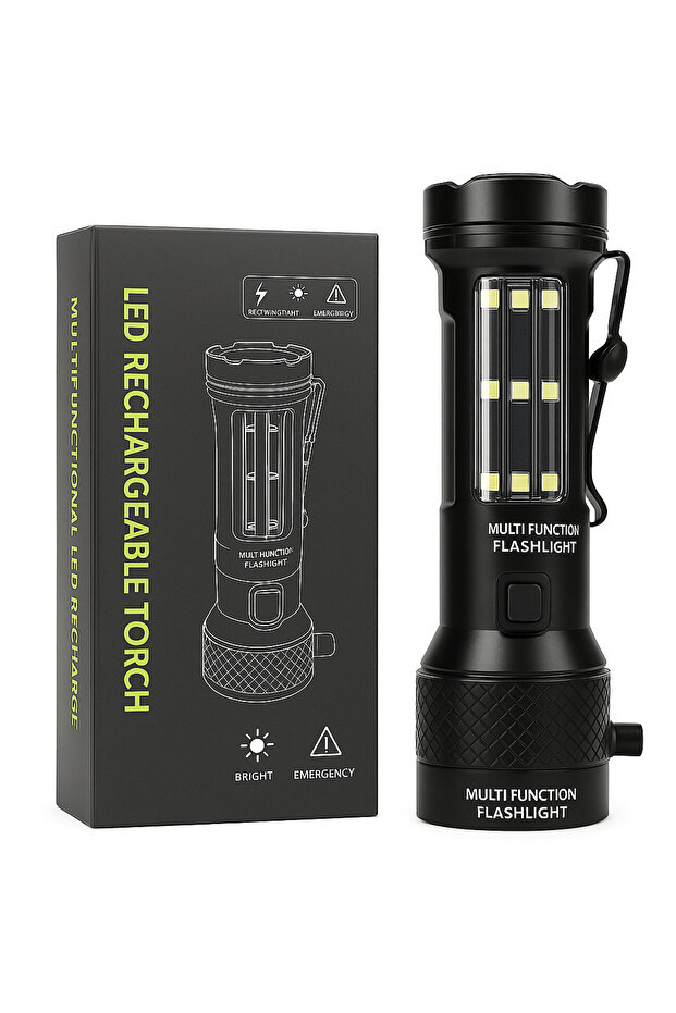 Multifunctional LED Rechargeable Torch with Emergency Features - 1