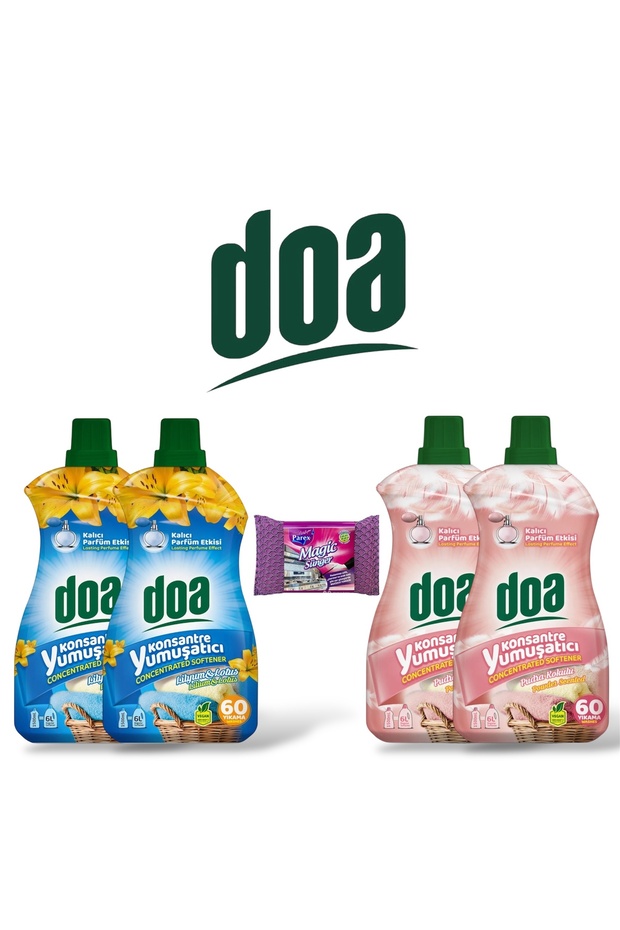Yumuşatıcı 2 Adet Lilyum&Lotus + 2 Adet Pudra Kokulu + Magic Sünger - 1