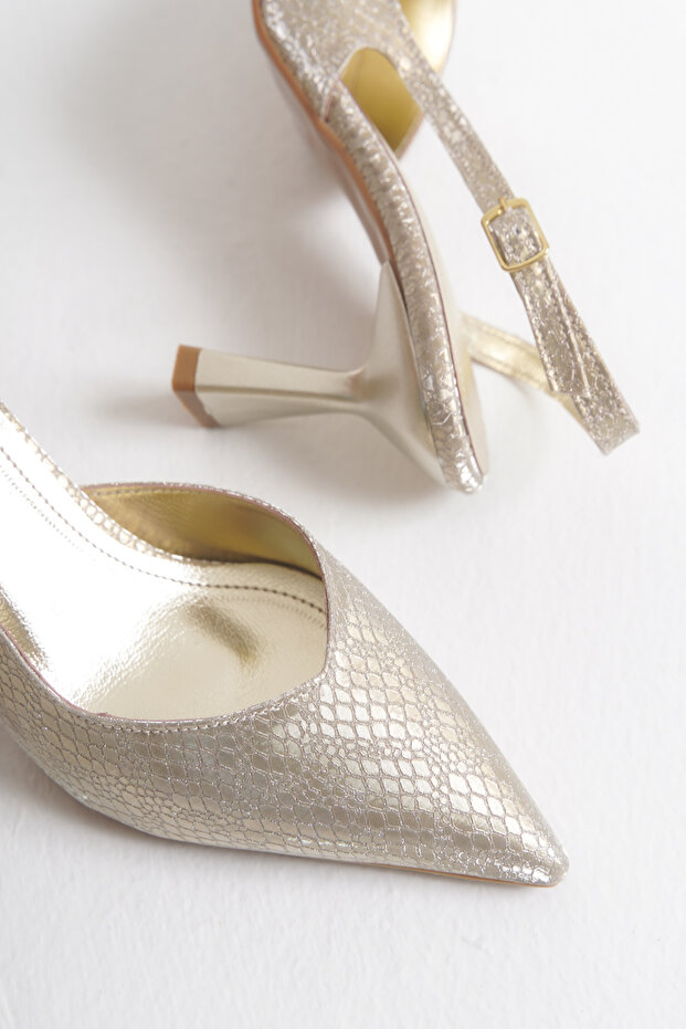 Kadın Kroko Desenli Topuklu Ayakkabı - 2