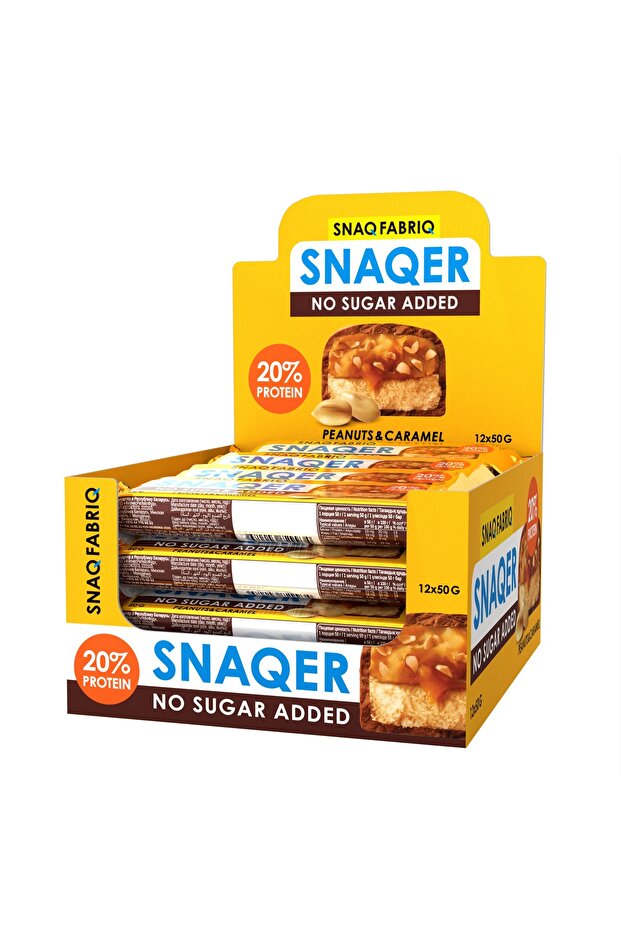 Snaqer Chocolate Protein bar with Peanuts and Caramel No Sugar Added 12x50g