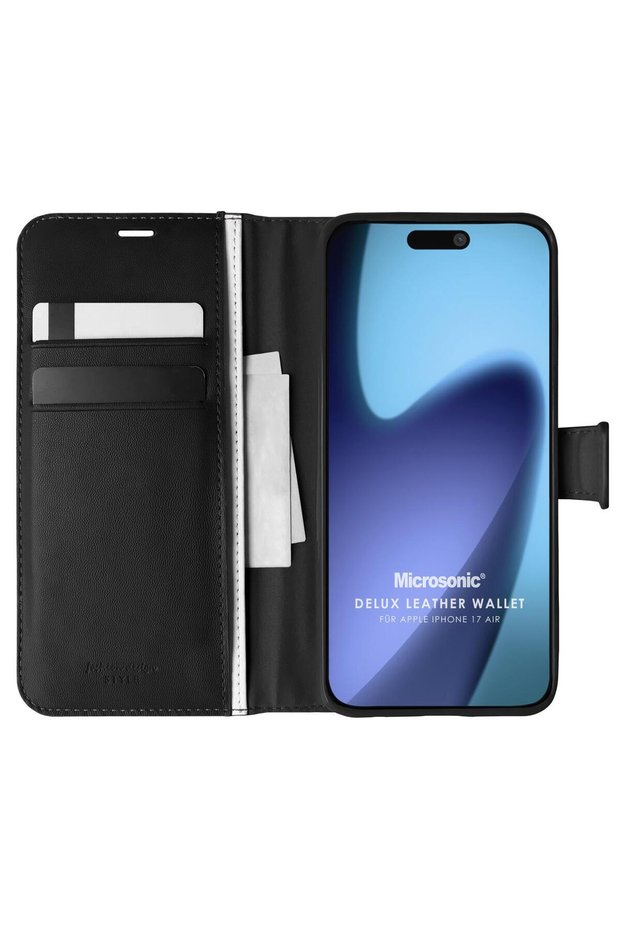 Apple iPhone 17 Air Case Delux Leather Wallet Black