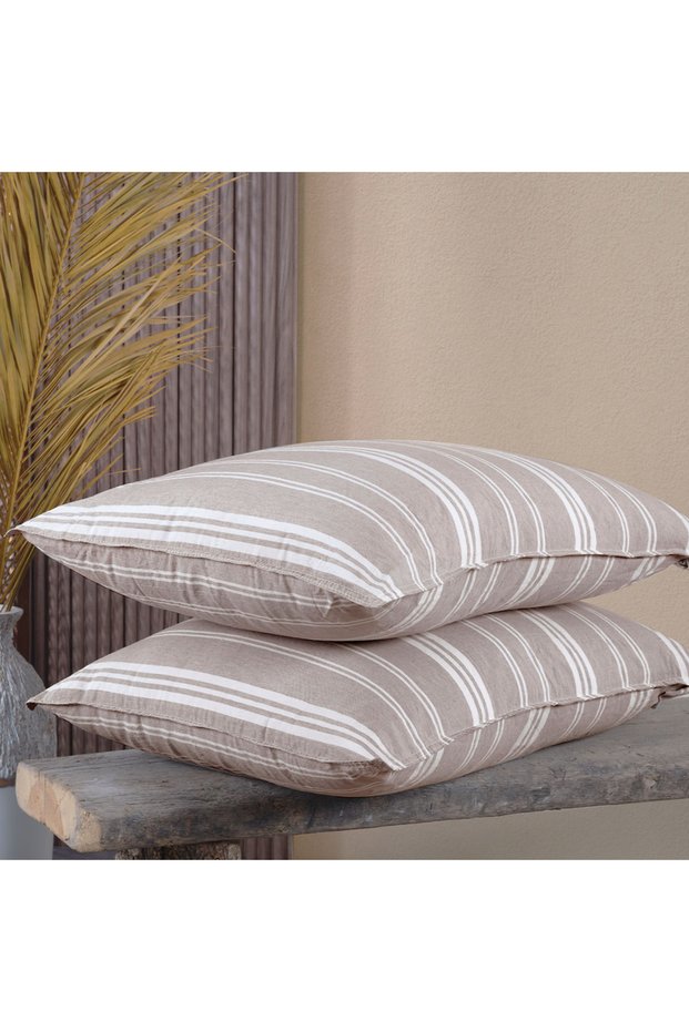 Cotton Yarn Dyed Washable Pillowcase with Cover | Set of 2 | 50X70Cm | Double Needle Detail