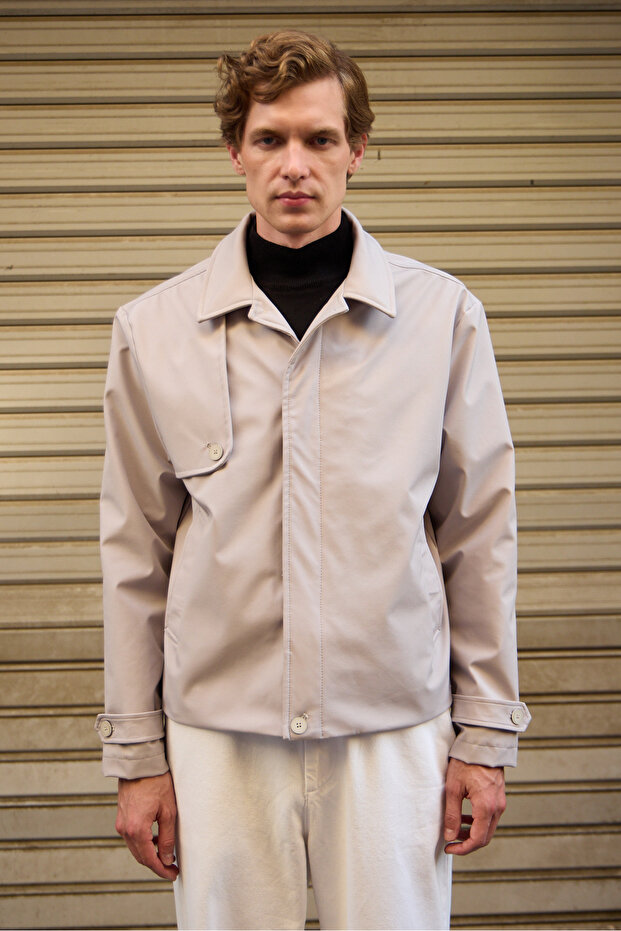 Men's Regular Fit Jacket Stone - 5