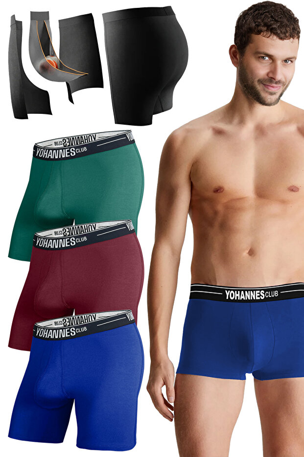 Men's Special Separator Cotton Boxers, 3-Pack - 3 Pack, X-Large, Burgundy, Green, Blue