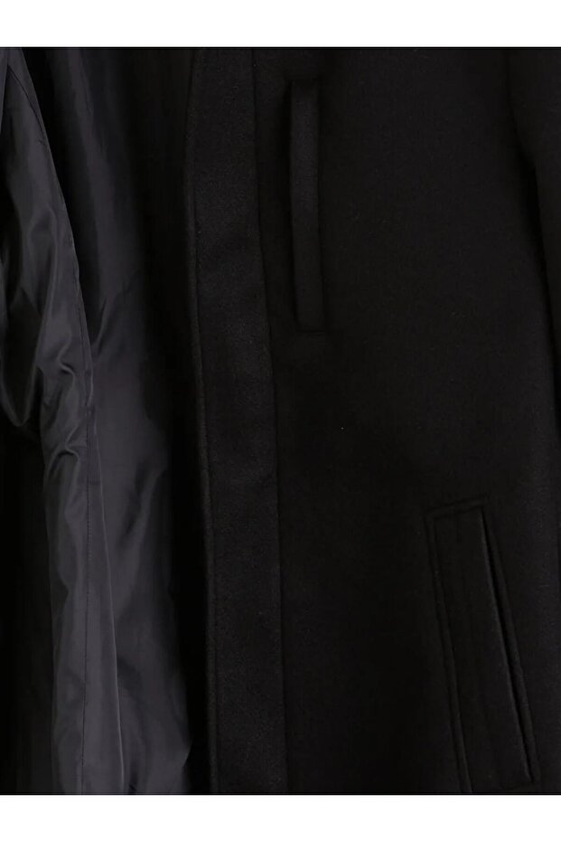 LCWAIKIKI ClassicSiyah Standart Kalıp Dik Yaka Erkek Kaşe Kaban - 2