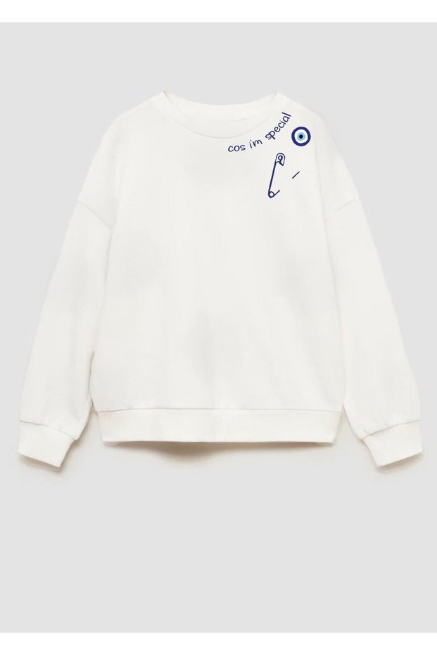 Unisex Evil Eye Bead Printed 3 Thread Fabric Cotton Sweatshirt