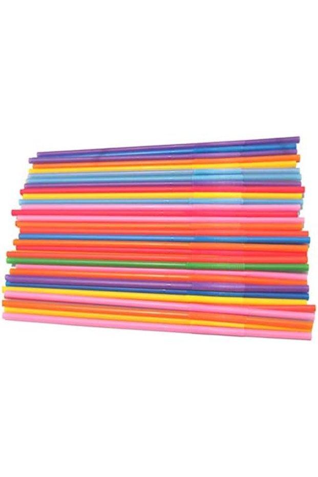 250 Pcs Plastic Color Modeling Straws Bending Lengthening Disposable Safety Decorative Drink