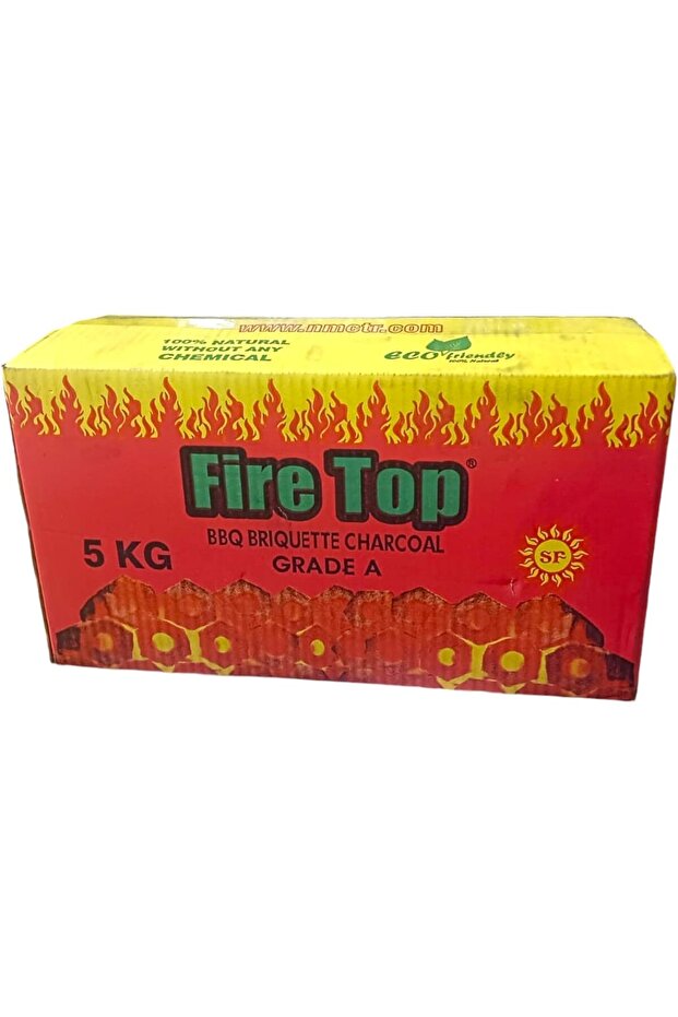 Fire Top BBQ Charcoal Briquettes - 5 kg | Long Hole Hexa Shape Sticks for Barbeque, Camping, Hiking,