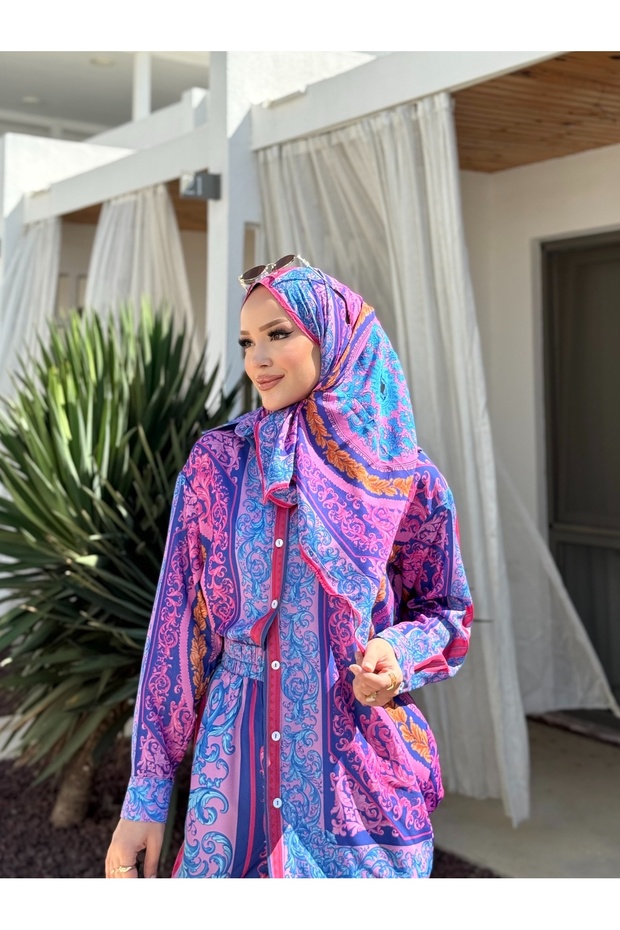 Patterned Shawl 32-500 Std Purple - 3