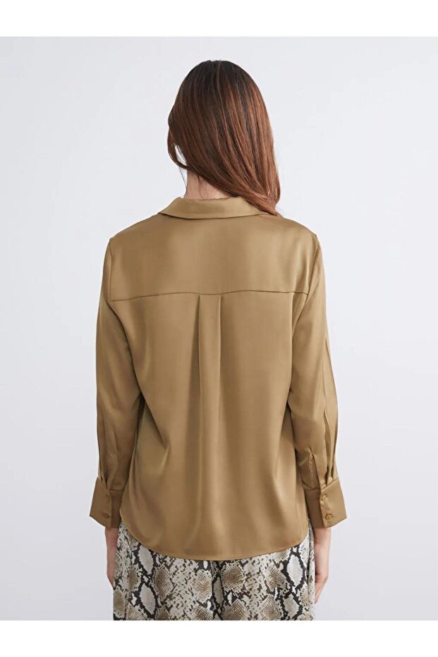 LCWAIKIKI Classic Oversize Saten Kadın Gömlek (W5) - 4
