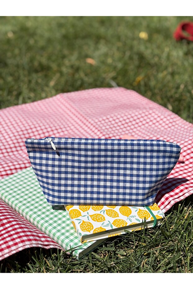 Blue Small Pötikareli Eco-Friendly Washable Zippered Tissue Pen Case / Makeup Bag