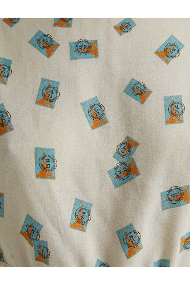 Crew Neck Viscose Patterned Shirt - 6