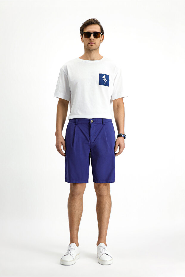 Regular Fit Pamuklu Pileli Bermuda Şort - 3
