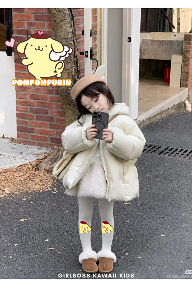 Pompompurin White Matte Opaque Pantyhose
