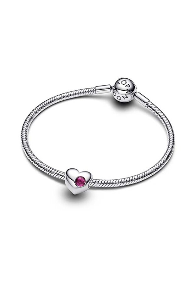Özel Baskı Yapılabilir Parlak Kırmızı Taşlı Kalp Charm - 3