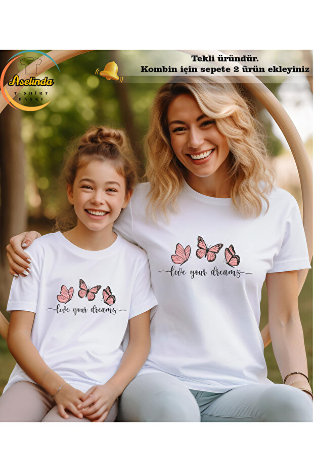 Live Your Dreams Printed Mother-Daughter Matching T-Shirt (Add 2 Items to Make a Matching Set)