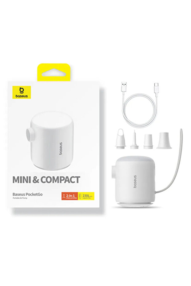 Mini Air Pump with Battery Baseus, White - 1