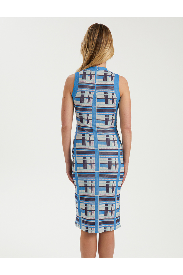 SIFIR KOLLU GARNİLİ MİDİ DESENLİ ÖRME ELBİSE - 6