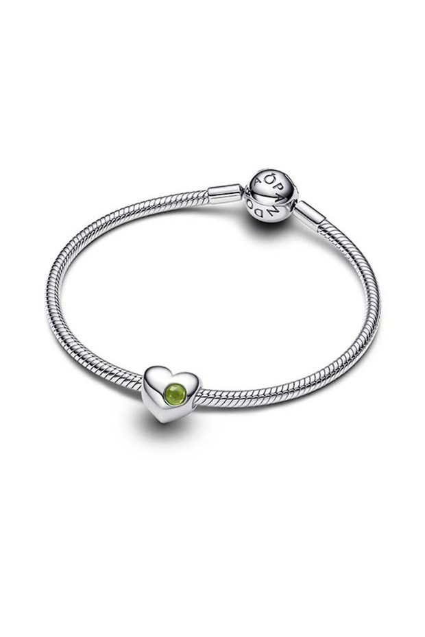 Özel Baskı Yapılabilir İlkbahar Yeşili Taşlı Kalp Charm - 3