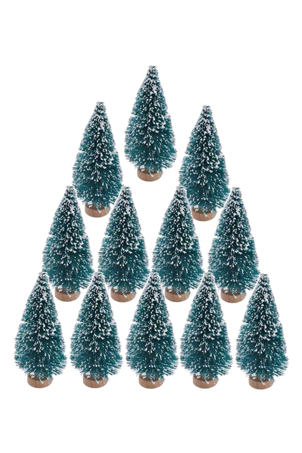 6 Pieces 10 cm Snowy Christmas Tree + 2 m Led Light Party Decoration Ornament