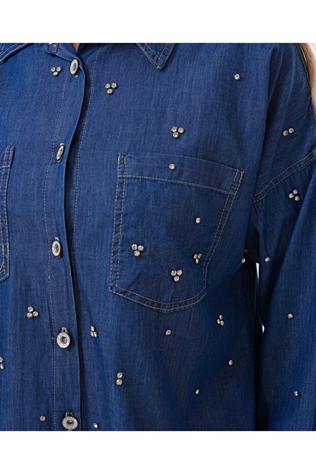 Taşlı Kot Gömlek - 4