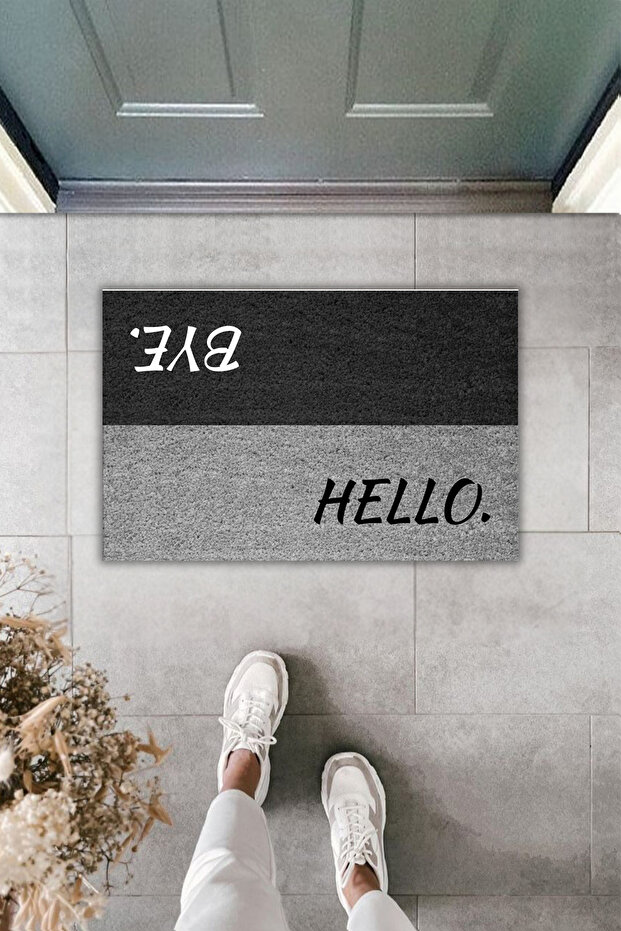 Dekoratif Dijital Paspas Hello-bye Kapı Önü Paspası 70x45cm - 1