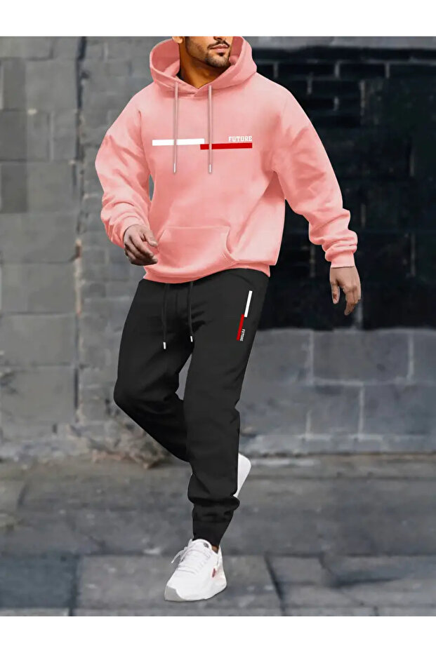 Men's Comfortable Geometric Patterned Knitted Tracksuit
