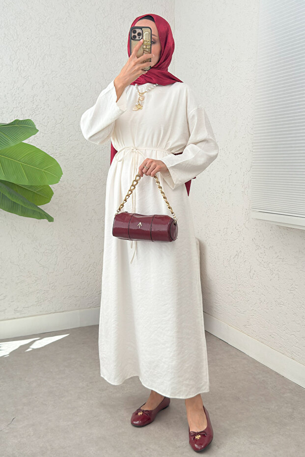 Sultan Basic Elbise 0001 - KREM - 1