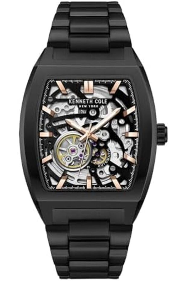 Men's Automatic Watch - Skeleton Dial, Curved Case, Contemporary Style