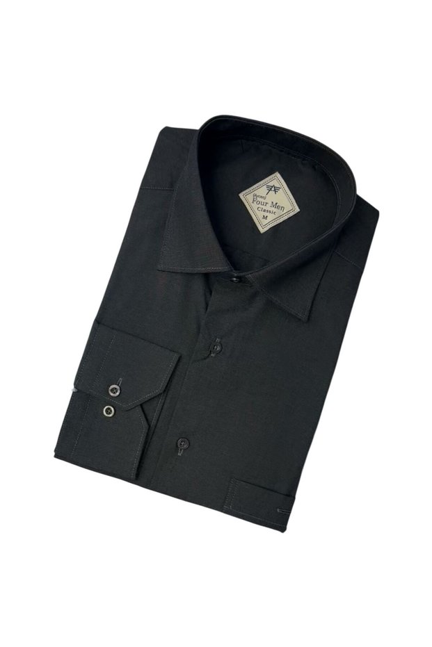 Classic Comfortable Wide Cut Straight Long Sleeve Men's Shirt