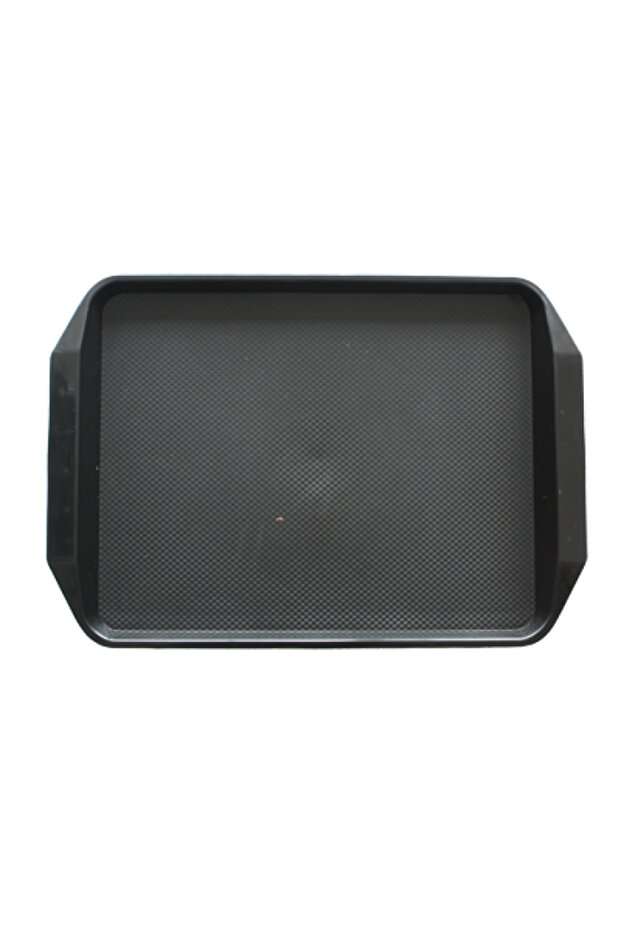 Rectangular serving tray 42x30cm with non-slip coating, black - 1