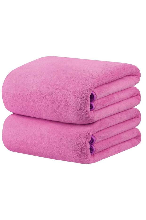 2-Piece Microfiber Bath Sheet Pink 80x160cm Soft and Durable Microfiber Beach Towel Super Absorbent