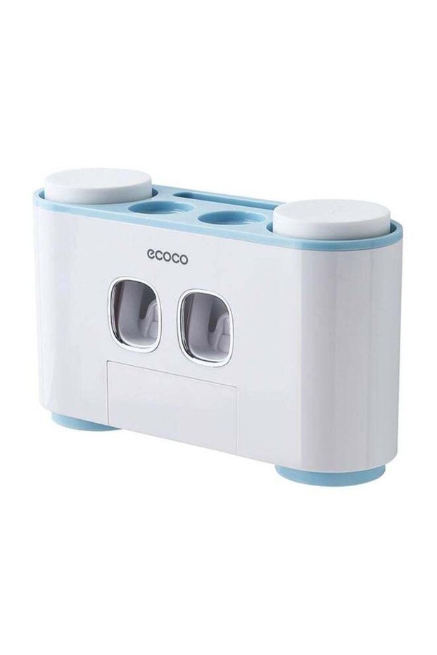 Wall-Mounted Toothbrush Holder White/Blue 26x7x8.5cm